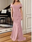 cheap Evening Dresses-A-Line Mermaid / Trumpet Wedding Guest Dresses Elegant Dress Performance Wedding Floor Length Sleeveless Cowl Neck Italy Satin Backless with Buttons 2024