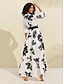 Χαμηλού Κόστους print casual φόρεμα-floral v μάξι φόρεμα με ζώνη με λαιμό