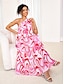 cheap Print Dresses-Women&#039;s Floral Sundress Pink Chiffon Swing Dress One Shoulder Graphic Knotted Midi Dress Elegant Vacation Beach Wedding Guest Sleeveless Summer