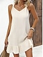 cheap Plain Dresses-Women&#039;s Summer Dress White Lace Wedding Dress Mini Dress Button Elegant V Neck Short Sleeve White Color