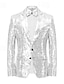 abordables Blazers et vestes-veste blazer homme soirée paillettes scintillantes couleur unie noir argent rose coupe ajustée simple boutonnage deux boutons