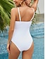 cheap One-piece swimsuits-Women&#039;s Swimwear One Piece Normal Swimsuit Mesh Patchwork Push Up Plain V Neck Vacation Beach Wear Bathing Suits