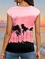 billige Tanks og camisole til kvinner-Dame Singleter Vest Nyanse Feriereise Trykt mønster Rosa Ermeløs Hawaiisk V-hals Sommer