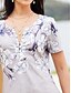 cheap Women&#039;s T-shirts-Women&#039;s T shirt Tee Henley Shirt Floral Holiday Weekend Button Print White Short Sleeve Tunic Basic Round Neck