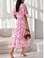 Χαμηλού Κόστους Casual Φορέματα-Γυναικεία Καθημερινό φόρεμα Φόρεμα σε γραμμή Α Ταινία Στάμπα Flowy Λαιμόκοψη V Μίντι φόρεμα Κομψό χαριτωμένο στυλ Γάμου Ημέρα του Αγίου Βαλεντίνου Κοντομάνικο Καλοκαίρι Άνοιξη