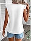 baratos Tops básicos de mulher-Camisa de renda Tanque Camisa de renda branca Mulheres Preto Branco Tecido Frufru Rua Diário Moda Decote V Normal S