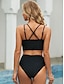 cheap Bikini Sets-Women&#039;s Swimwear Bikini 2 Piece Normal Swimsuit Lace Drawstring Push Up Plain U Neck Vacation Beach Wear Bathing Suits