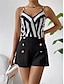 cheap Women&#039;s Two Piece Sets-Women&#039;s Tank Top Shorts Sets Striped Print Holiday Weekend Fashion Sleeveless Strap Black Summer