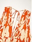 Недорогие повседневное платье с принтом-Жен. Курортная одежда Длинное платье Оранжевый Без рукавов Цветочный принт Назад Весна лето V-образный вырез Пляжный отдых XS S M
