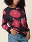 voordelige Dameshoodies &amp; sweatshirts-Dames Stoppen Katoen Bloemig Valentijnsdag Casual Fuchsia Romantisch Casual Print Ronde hals Lange mouw Bovenkleding Micro-elastisch Lente &amp; Herfst