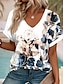 olcso Női pólók-Női Póló Ombre Virágos Napi Vakáció Stílusos Rövid ujjú V-alakú Medence Nyár Tavasz