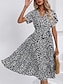 preiswerte Bedruckte Kleider-Damen schwarzes kleid Casual kleid Grünes Kleid Blumen Ditsy Blumig Vorne binden Bedruckt V Ausschnitt Midikleid Elegant Böhmen Hochzeit Party Kurzarm Sommer Frühling