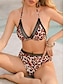 preiswerte Bikini-Sets-Damen Normal Badeanzug Bikinis 2 Stück Bademode Spitze Tier V-Wire Ausschnitt Tropisch Strandbekleidung Badeanzüge