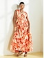 preiswerte Lässiges Kleid mit Aufdruck-ärmelloses Maxikleid aus Baumwolle mit Blumenmuster