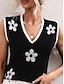ieftine Bluze &amp; Camisole Damă-Pentru femei Bluză Floral Zilnic Ieșire Imprimeu Negru Fără manșon Casual În V Vară