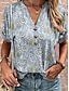 billige T-skjorter til kvinner-Dame Tunika Grafisk Daglig Trykt mønster Rosa Kortermet Årgang V-hals Sommer