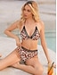 preiswerte Bikini-Sets-Damen Normal Badeanzug Bikinis 2 Stück Bademode Spitze Tier V-Wire Ausschnitt Tropisch Strandbekleidung Badeanzüge