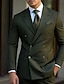 cheap Suits-Dark Green Black Burgundy Men&#039;s Wedding Suits 2 Piece Plus Size Solid Colored Peak Lapel Slim Fit Double Breasted Six-buttons 2024