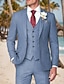 cheap Linen Suits-Black Dusty Blue Army Green Men&#039;s Wedding Party Linen Suits Solid Colored 3 Piece Dress Tailored Fit Single Breasted One-button 2024