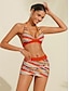 preiswerte Designer-Bademode-Longline-Bikini-Set mit bestickten Streifen