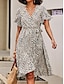olcso Mintás ruhák-Női Sifon Fodrozott Aszimmetrikus Hosszú ruha Maxi ruha Ujjatlan Nyár