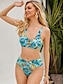 billige Bikinisæt-Dame Badetøj Bikini 2 stk badedragt Blade V-strop Mode Strand Tøj Badedragter