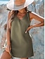cheap Design Cotton &amp; Linen Dresses-Women&#039;s Casual Dress Cotton Linen Dress Tank Dress Mini Dress Backless Basic Daily V Neck Sleeveless Summer Spring Yellow Green Plain