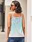 ieftine Bluze &amp; Camisole Damă-Pentru femei Bluză Gradient de culoare Casual Imprimeu Albastru piscină Fără manșon De Bază Neon &amp; Luminos În V