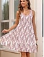 cheap Print Dresses-Women&#039;s Print Crew Neck Mini Dress Sleeveless Summer