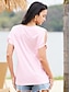 Χαμηλού Κόστους Γυναικεία T-Shirts-Γυναικεία Μπλουζάκι Πουκάμισο Henley Μπλούζα Σκέτο Causal Κουμπί Με κοψίματα Ανθισμένο Ροζ Κοντομάνικο Βασικό Λαιμόκοψη V