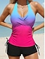 זול טנקיני-בגדי ריקוד נשים בגדי ים טנקיני 2 חתיכות בגד ים Ombre צבע מעבר צבע חופשה בגדי ים