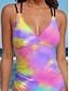 voordelige Eendelige badpakken-Dames Zwemkleding Een stukje Zwempak Tie Dye V-hals Vakantie Badpakken