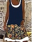 cheap Plus Size Dresses-Women&#039;s Plus Size Curve Tank Dress Floral Midi Dress Sleeveless Basic Knit U Neck Fashion Vacation Black Purple Summer XL 2XL 3XL 4XL 5XL