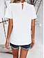 economico Top da donna Basic-maglietta Per donna Nero Bianco Giallo Liscio Occhiello Giornaliero Essenziale Moderno Rotonda Standard S