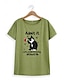 baratos T-Shirts de mulher-Mulheres Camiseta Gato Texto Imprimir Diário Final de semana Básico Engraçado Manga Curta Decote Redondo Branco