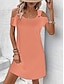 billiga enkla klänningar-Dam Svart klänning Mini klänning Utklippt Elegant Ledigt V-hals Kortärmad Svart Rodnande Rosa Färg