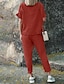 preiswerte Basic-Damenoberteile-Hemd einstellen Damen Schwarz Armeegrün Rote Glatt Rüsche 2 teilig Strasse Täglich Modisch Rundhalsausschnitt Regular Fit S