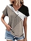 cheap Women&#039;s T-shirts-Women&#039;s T shirt Tee Color Block Striped Print Daily Weekend Fashion Short Sleeve V Neck Black Summer