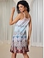 abordables Robes à motifs-Femme Floral Imprimer A Bretelles Mini robe Sans Manches Eté