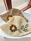 abordables Chapeau de paille-Chapeau de paille tressé à fleurs, 1 pièce, chapeau de bassin créatif fait à la main, ajouré, chapeaux de soleil respirants, adaptés aux vacances en bord de mer