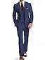 זול חליפות-חליפות חתונה לגברים כחולות בהיר שחורות בצבע אחיד 3 חלקים בהתאמה סטנדרטית עם כפתור אחד עם חזה אחד 2024