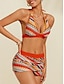 preiswerte Designer-Bademode-Longline-Bikini-Set mit bestickten Streifen