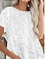 cheap Basic Women&#039;s Tops-Shirt Blouse Women&#039;s White Plain Lace Street Daily Fashion Modern Round Neck Regular Fit S