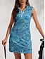 levne Designová kolekce-Dámské golfové šaty Modrá Bez rukávů Ochrana proti slunci Tenisový outfit Kašmírový vzor Dámské golfové oblečení oblečení oblečení oblečení oblečení
