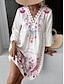 olcso Mintás ruhák-Női Sifon ruhák Virágos Csipke V-alakú Midi ruha Alkalmi Rövid ujjú Nyár Tavasz