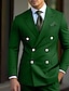 cheap Suits-Dark Green Black Burgundy Men&#039;s Wedding Suits 2 Piece Plus Size Solid Colored Peak Lapel Slim Fit Double Breasted Six-buttons 2024