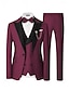 cheap Suits-Black Burgundy Sky Blue Men&#039;s Wedding Party Suits Solid Colored 3 Piece Daily Business Plus Size Single Breasted One-button 2024