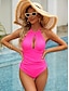 preiswerte Einteilige Badeanzüge-Damen Badeanzug Ein Stück Bademode Rückenfrei Farbverlauf Halfterhals Tropisch Strandbekleidung Badeanzüge
