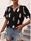 baratos T-Shirts de mulher-Mulheres Camiseta Pena Diário Férias Para Noite à moda Manga Curta Decote V Preto Verão