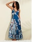 voordelige casual jurkje met print-Maxi-jurk met gekruiste voorkant en kwastjes aan de zoom